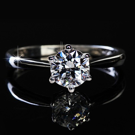 钻戒女正品1克拉定制50分18K金钻石戒指gia结婚求婚情侣六爪钻戒