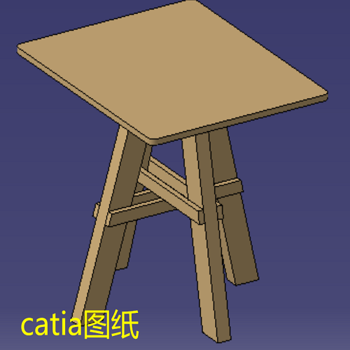 4腿四脚方凳子座椅子结构造型三维几何数模型Catia图纸3D打印素材