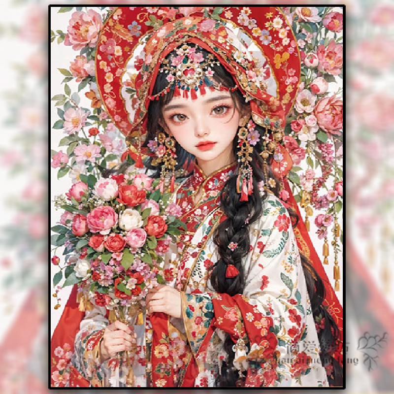 新款十字绣diy小件花卉美女人物中国风古装可爱花卉简单绣初学者