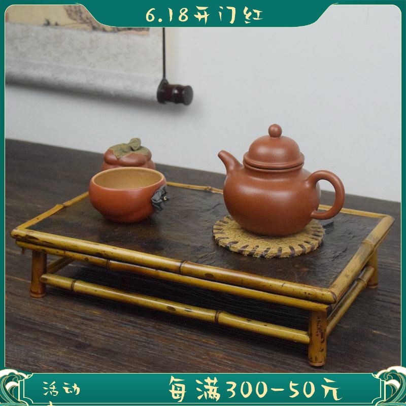 中式岩石干泡茶台茶托盘壶承功夫茶盘茶垫梅鹿竹展示置物架收纳台