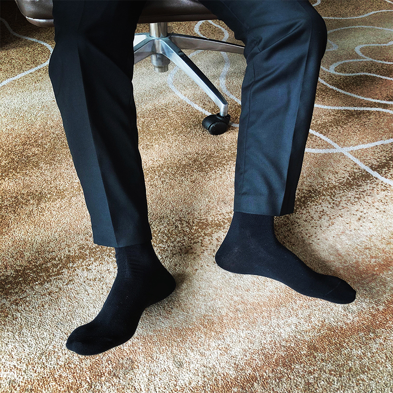 【6双】正装袜男商务性感绅士纯色光板条纹纯黑色棉袜滑板鲨鱼袜E