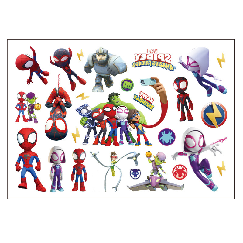 蜘蛛侠和他的神奇朋友纹身贴纸可爱卡通图案儿童生日派对小礼物