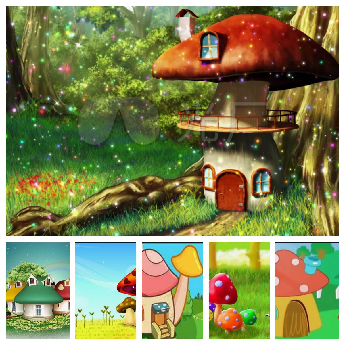 稻草工艺品；卡通人、物稻草人、仿真绿植雕塑创意制作。蘑菇房子