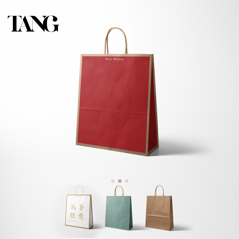 定制牛皮纸袋手提袋服装店购物袋烘焙打包袋礼品袋包装袋红色袋子