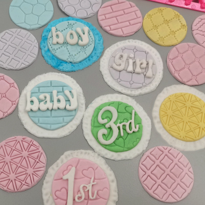 翻糖蛋糕模具印花切模纹路几何图形压模宝宝生日周岁字母数字磨具