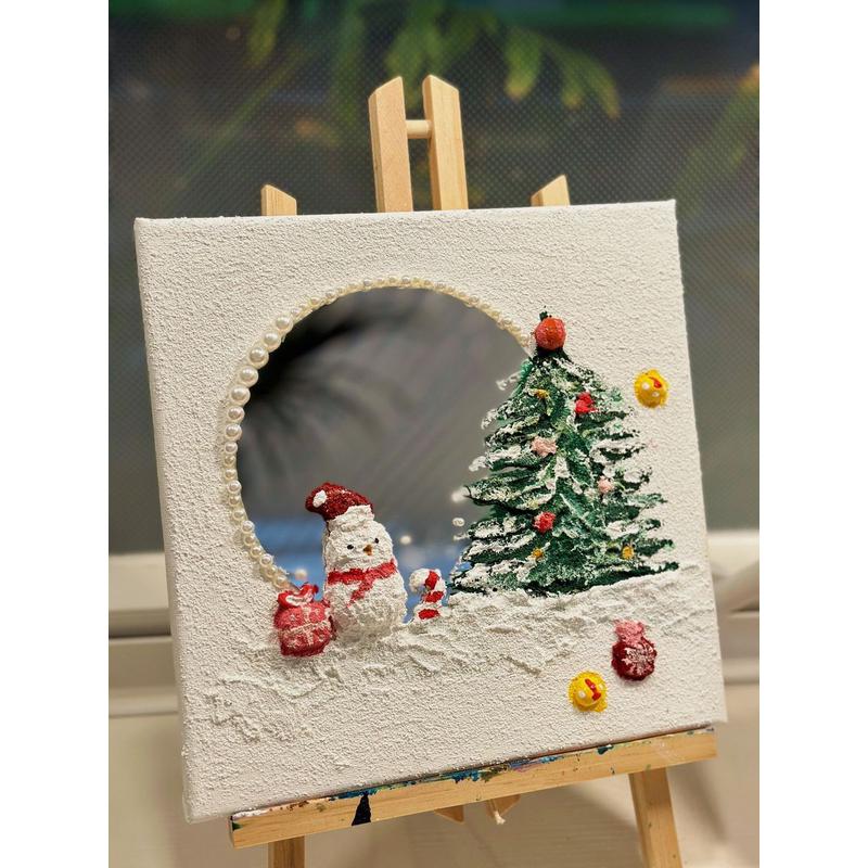 圣诞肌理画浮雕画diy材料包立体丙烯填色数字油画圣诞树节日礼物