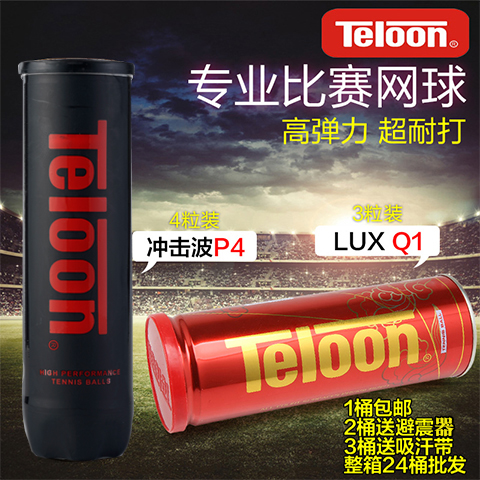 Teloon 天龙网球pound P4 4个桶装网球 高弹力耐打训练球比赛球