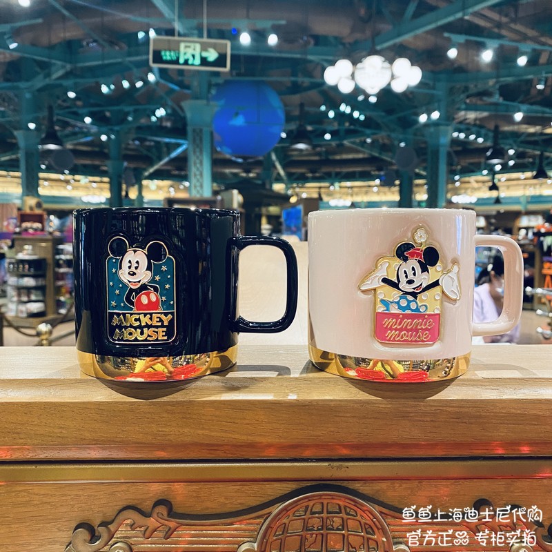 上海迪士尼国内正品代购烟花城堡米奇米妮情侣马克杯陶瓷杯水杯