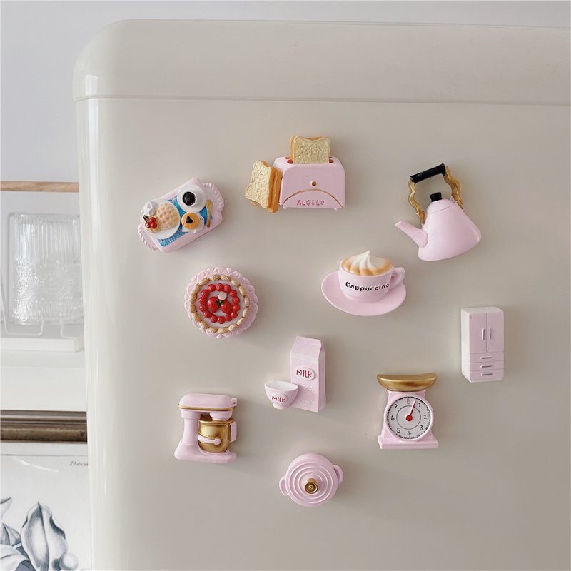 粉色少女心厨房下午茶冰箱贴 食物3D立体烘焙轻奢仿真食玩具磁性