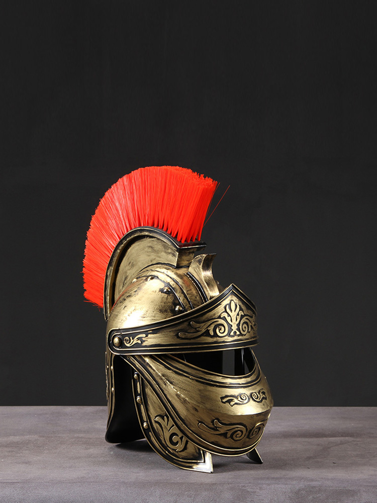 中世纪骑士头盔古罗马盔帽道具欧式复古摆件金属欧洲士兵模型装饰