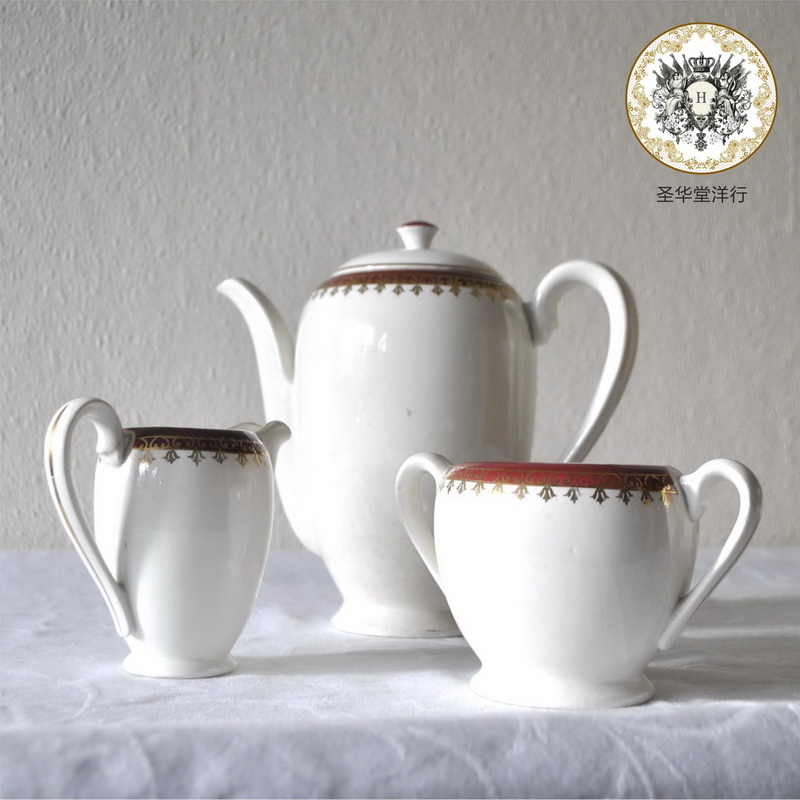 法国60年代西洋复古瓷器咖啡餐具精品欧式镀金英式下午茶具套装组