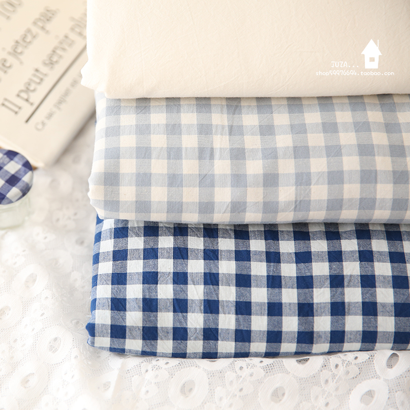 日式全棉纯棉色织水洗布料 格子 被罩床笠床品桌布面料