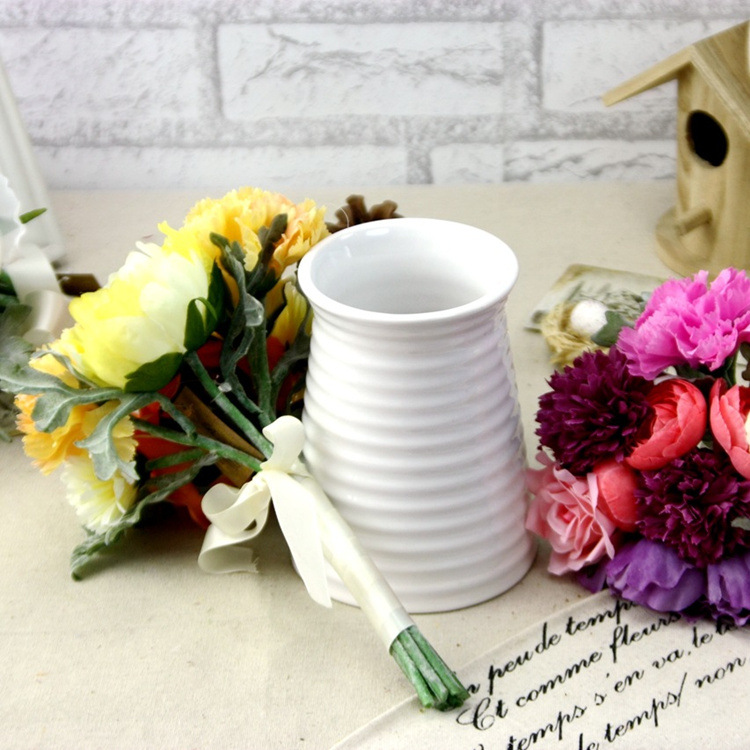 现货陶瓷花瓶 假花仿真花牛奶花盆 干花鲜花花器Ceramic vase