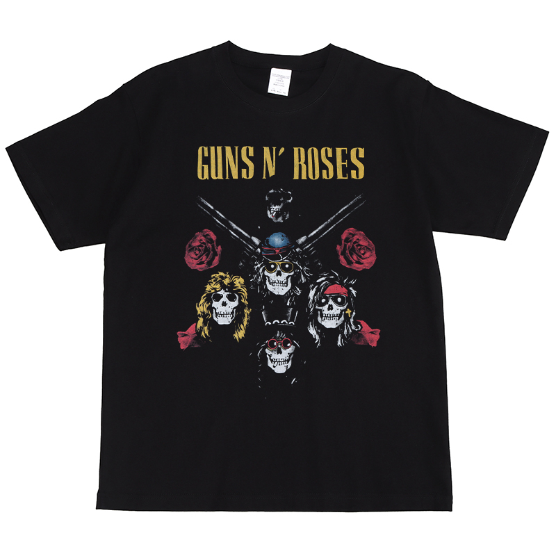 Guns n Roses数码直喷枪花摇滚乐队Slash美式街头嘻哈复古短袖T恤