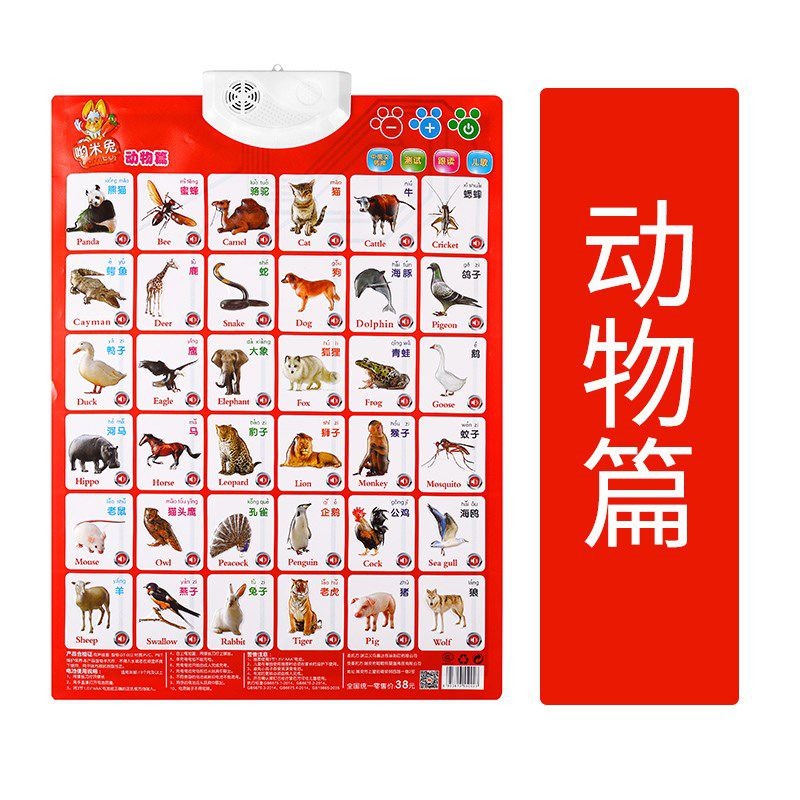 儿童跟读汉语拼音字母表声母韵母整体小学生发音有声画图早教挂.