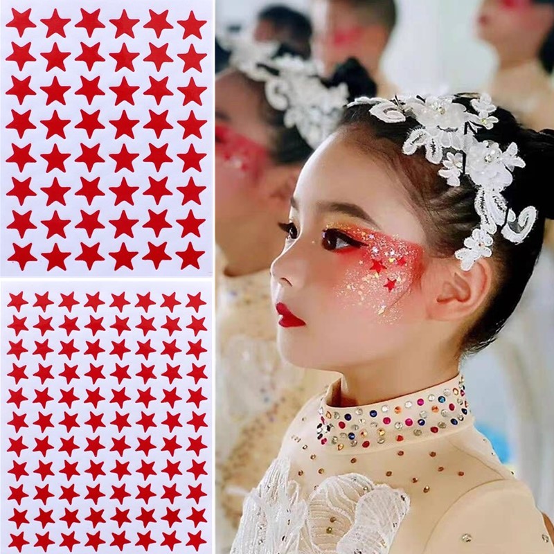 小红军舞台妆儿童小红星脸贴五角星星贴纸幼儿园学生奖励表扬贴画