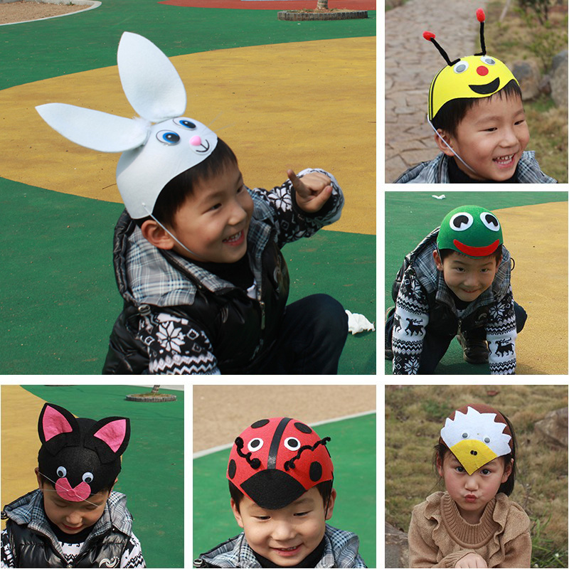 儿童节小动物头饰兔狗帽子瓢虫儿童头套幼儿园十二生肖表演区道具