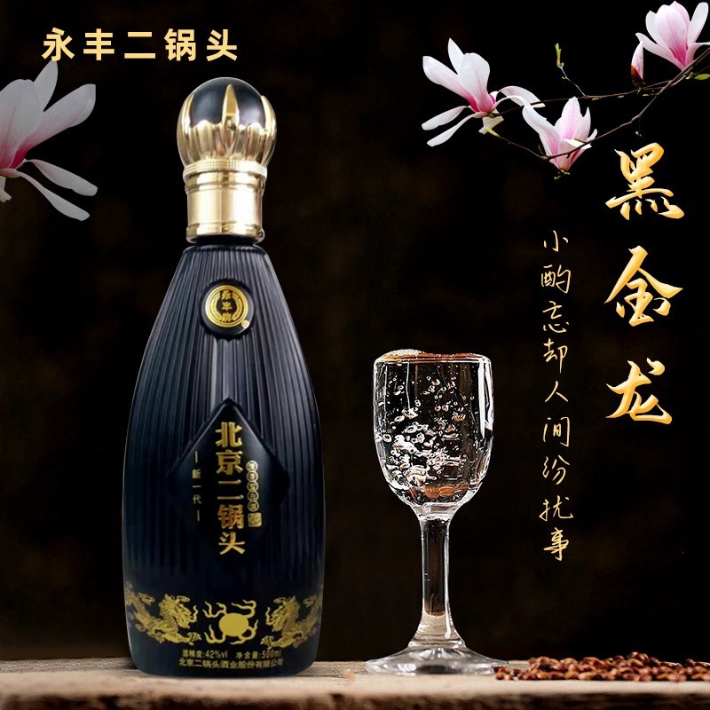 永丰牌北京二锅头新一代黑瓶 42度清香型白酒500ml 2瓶装