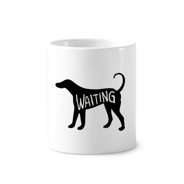 黑色动物狗剪影自然陶瓷刷牙杯子笔筒白色马克杯礼物