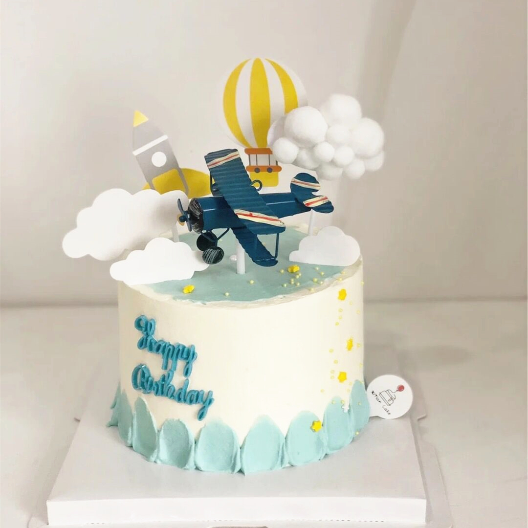 男生男孩主题儿童生日蛋糕装饰摆件复古铁艺飞机模型个性创意装扮