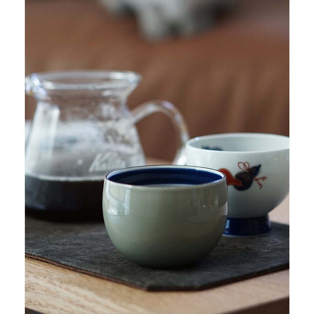 百年庵 深川製磁手绘 葫芦高脚茶杯 日本进口白瓷手绘青花描金杯