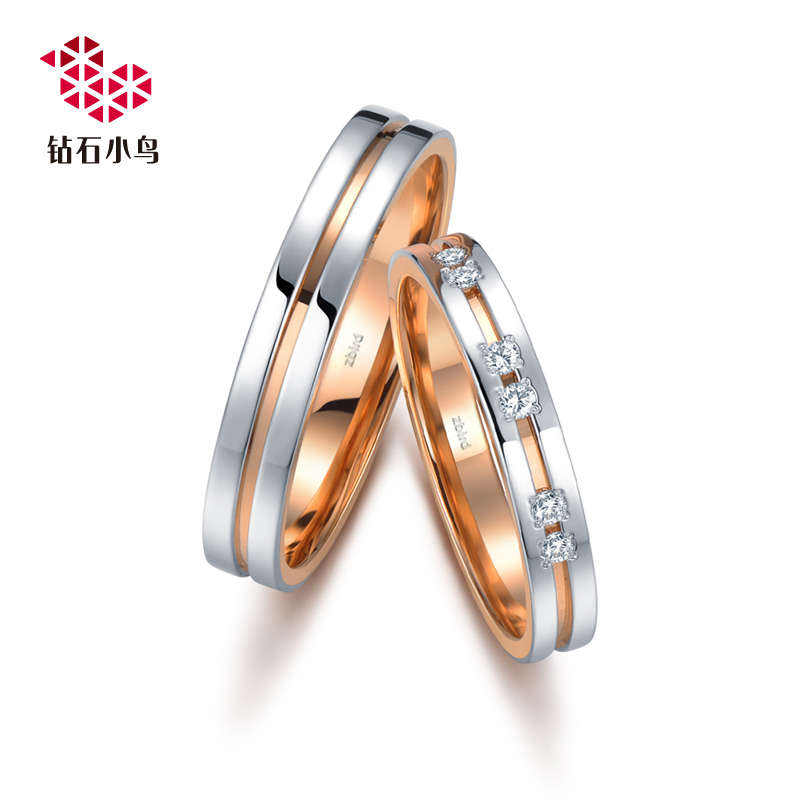 铂950+18K金双材质钻石戒指结婚钻石对戒--HANA依偎-RAZ09-RBZ09