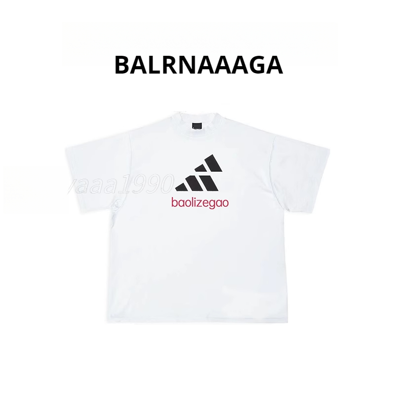 BALRNAAAGA巴黎家Xa迪联名Logo印花巴家短袖T恤男女同款宽松版型