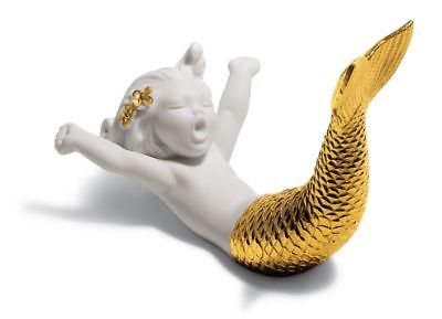 代购雅致Lladro海上手臂展开黄金小美人鱼01008561陶瓷器雕像摆件
