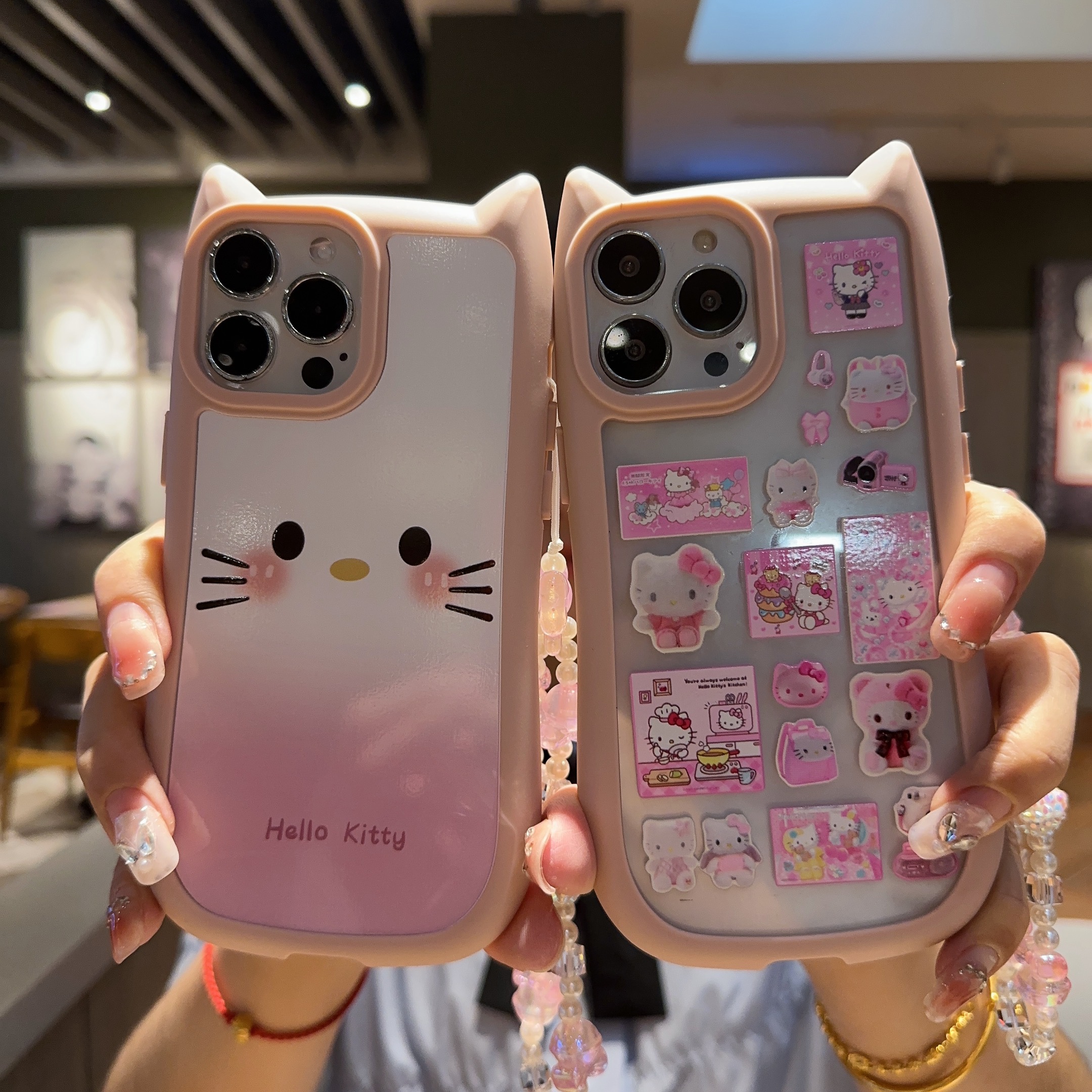 日本可爱Kitty凯蒂猫耳朵适用iPhone15ProMax手机壳液态硅胶i11/12苹果14pro软壳简约少女心13PM保护套小众15