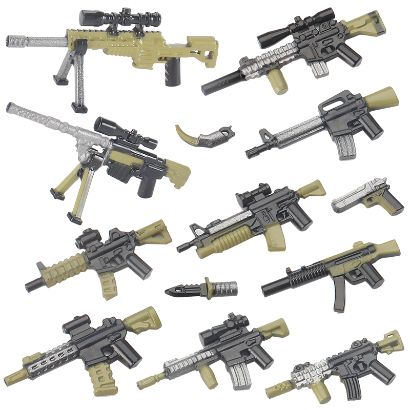 兼容乐高第三方枪械M系列MOC步枪M4MK18新款现代武器模型积木零件
