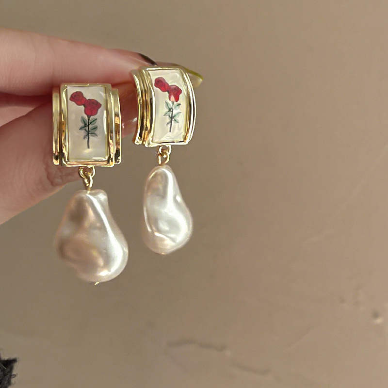 法式异形珍珠耳环