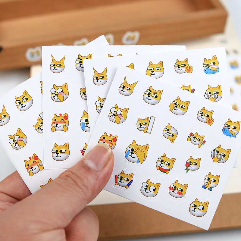 100枚Emoji可爱狗头表情包手帐装饰贴纸ins小红书个性搞怪创意