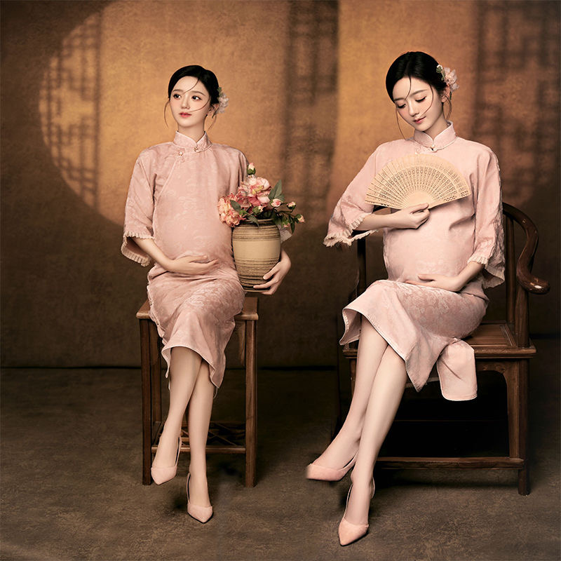 影楼孕妇拍照服装复古中国风旗袍中式古风孕妈旗袍艺术照摄影礼服
