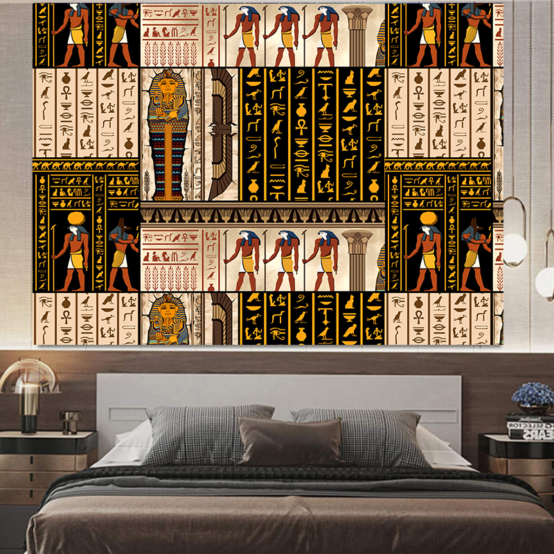 。金字塔法老王守护神 荷鲁斯之眼古埃及壁画风墙布挂布ins卧室超