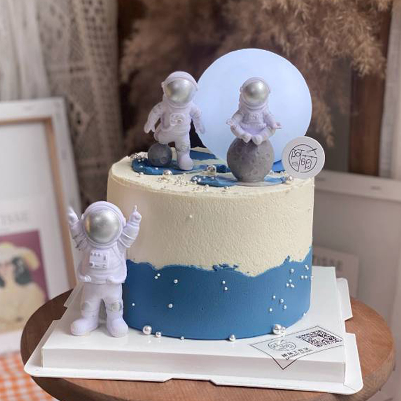 网红蛋糕装饰品宇航员摆件星空月球生日快乐字牌男孩生日装扮插件