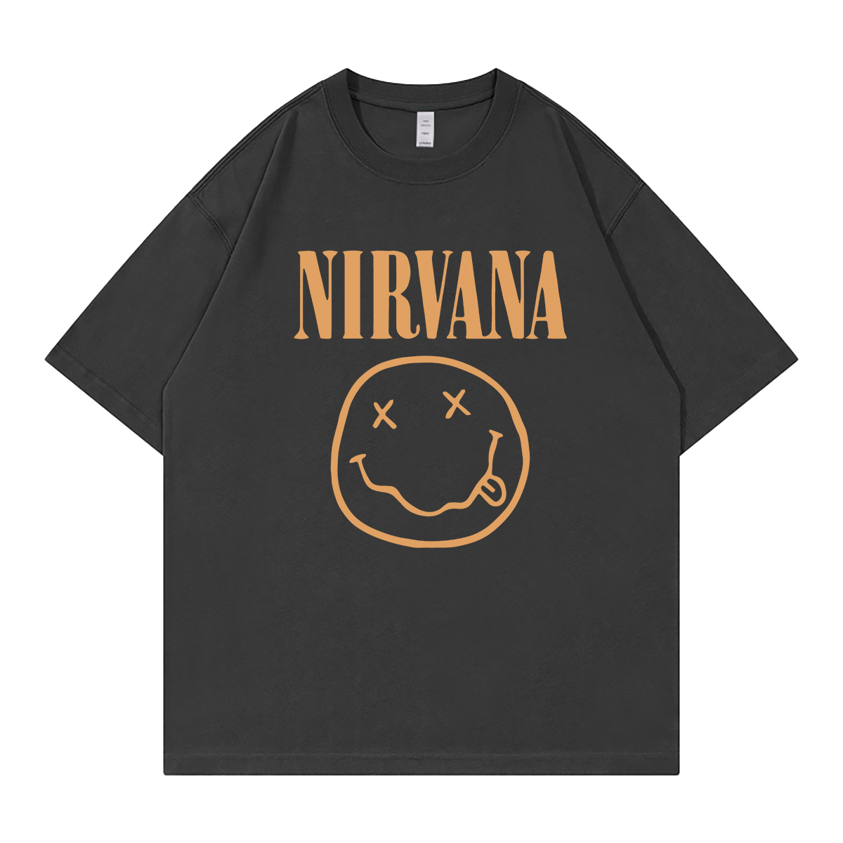 Nirvana涅槃乐队笑脸美式街头休闲落肩宽松纯棉圆领摇滚短袖T恤衫
