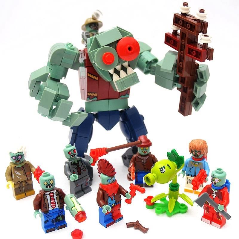 我的世界游戏人仔巨人僵尸机甲丛林对战铁傀儡前哨站拼装积木玩具