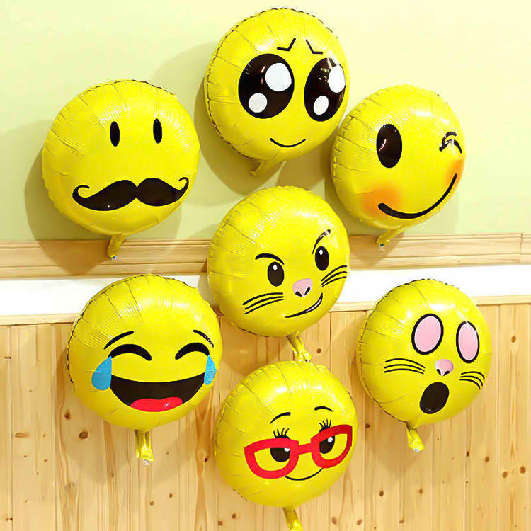 18寸笑脸表情表情包铝膜生日装饰布置铝箔气球