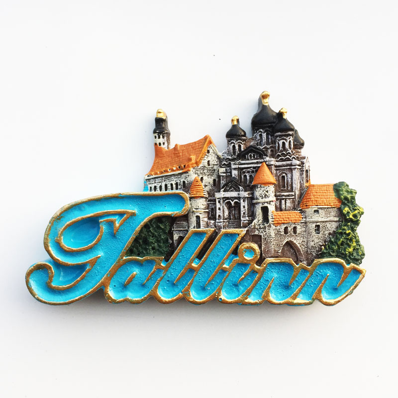 爱沙尼亚首都塔林立体地标建筑创意旅游纪念装饰工艺品磁性冰箱贴