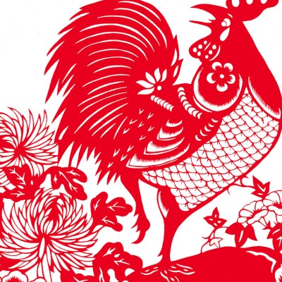 中国吉祥梦雄鸡纯手工剪纸画中国风刻纸成品镂空幼儿园客厅装饰画
