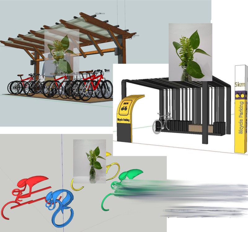 住宅小区社区园林景观自行车电动车车棚车库出入口草图大师SU模型
