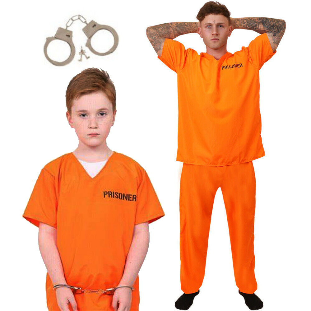 万圣节成人儿童橙色囚服cosplay服装 表演犯人监狱制服囚犯套装