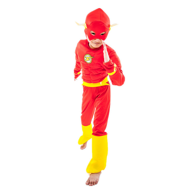 儿童闪电侠超级英雄肌肉服装万圣节装扮男孩动漫人物角色扮演表演