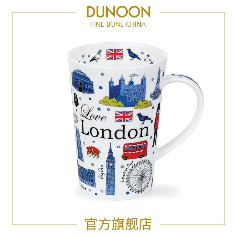 英国DUNOON丹侬骨瓷马克杯大容量杯子设计小众伦敦标志创意咖啡杯