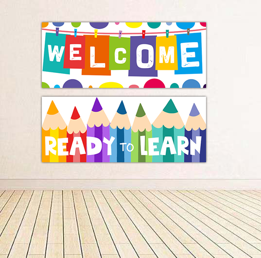 培训机构幼儿园小学英语教室班级欢迎横幅教室门环创布置海报墙贴