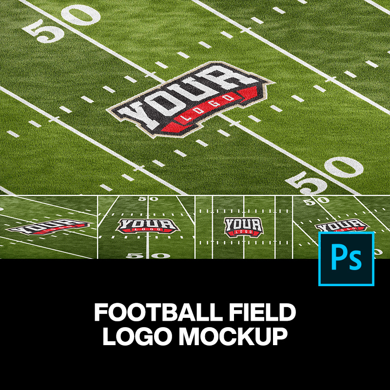 5款绿茵足球场草地草坪球队logo队徽设计ps样机素材展示效果图