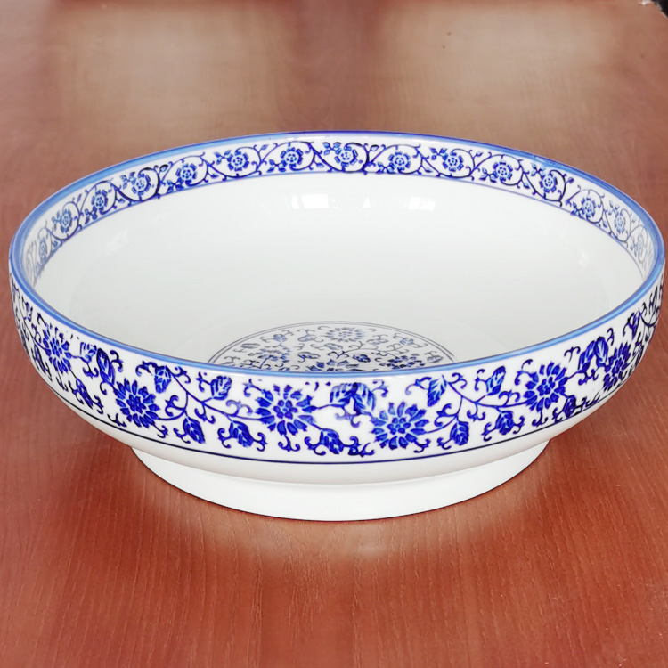 中式釉下彩青花瓷汤碗花卉图案耐热酸菜鱼碗冒菜碗米线碗水煮鱼碗