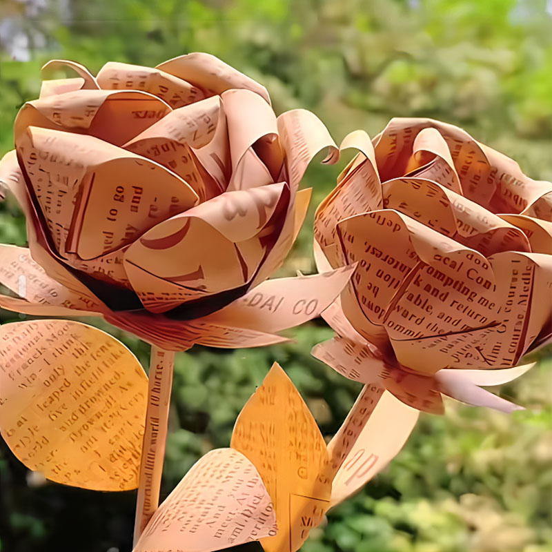 手折玫瑰花的纸专用手工花束非成品复古风包装纸牛皮英文字母报纸