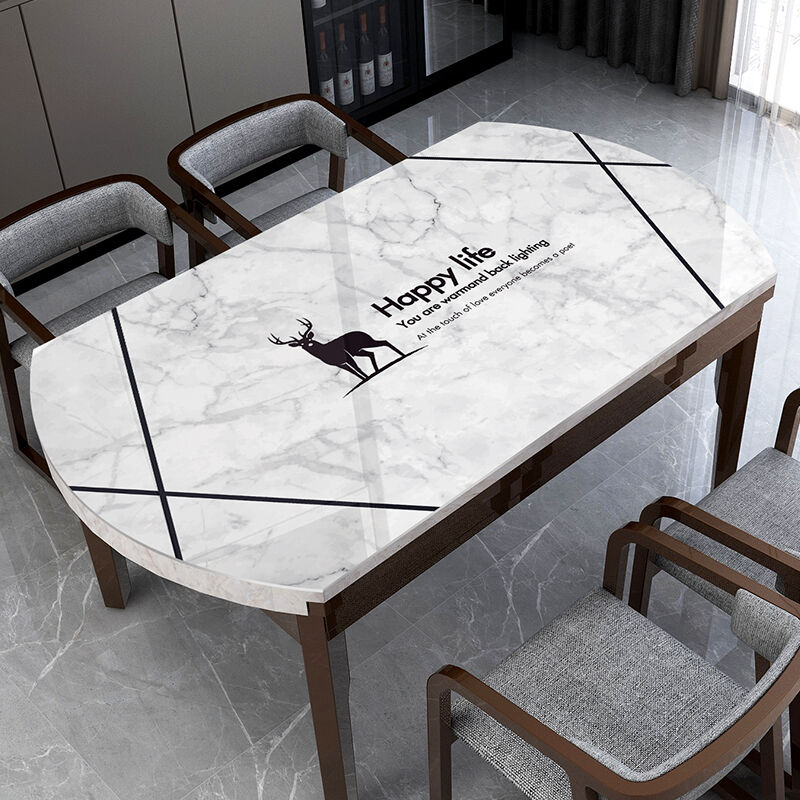 饰屋（civil）北欧风桌布防水防油椭圆形餐桌垫折叠圆桌软玻璃塑