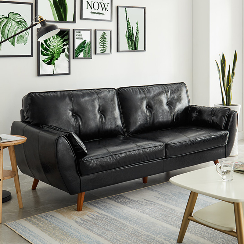 美家双人座组合客厅三人位整装现代简约北欧日式小户型皮艺沙发
